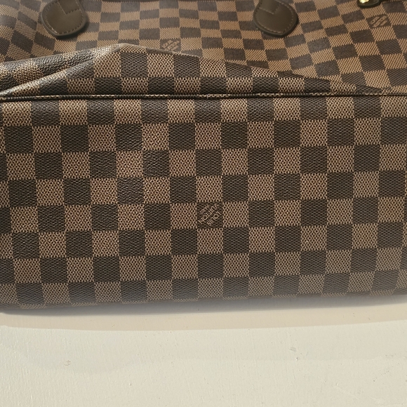 Authentic Louis Vuitton Damier Neverfull MM Leather Brown Tote Bag - Picture 9 of 12